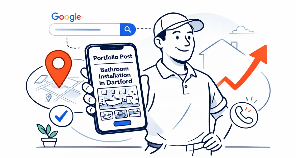 Small business owner creating a portfolio post to improve local SEO and get more enquiries